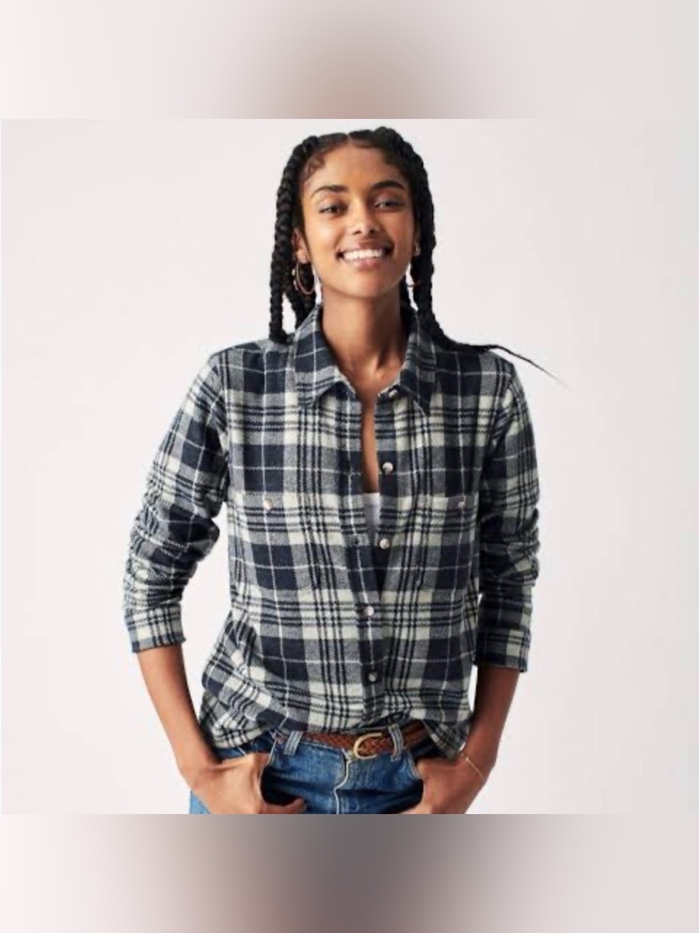 Faherty Legend Sweater Shirt Long-Sleeve Top Soft Knit Button-Up Plaid Print